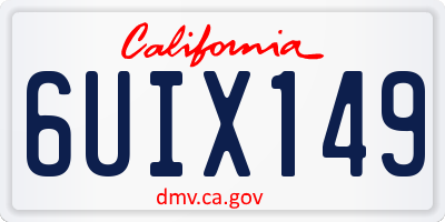 CA license plate 6UIX149