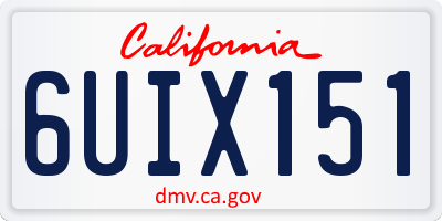 CA license plate 6UIX151