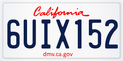 CA license plate 6UIX152