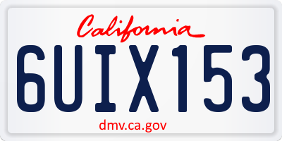CA license plate 6UIX153