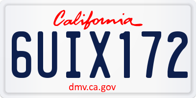 CA license plate 6UIX172