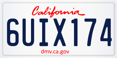 CA license plate 6UIX174