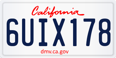 CA license plate 6UIX178
