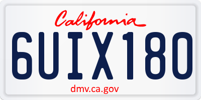 CA license plate 6UIX180