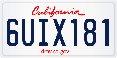 CA license plate 6UIX181