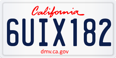 CA license plate 6UIX182