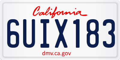 CA license plate 6UIX183