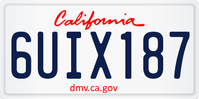 CA license plate 6UIX187