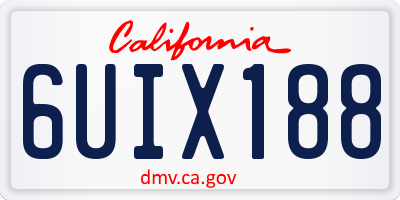 CA license plate 6UIX188