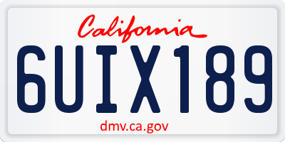 CA license plate 6UIX189
