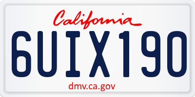 CA license plate 6UIX190