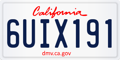 CA license plate 6UIX191