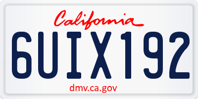 CA license plate 6UIX192