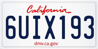 CA license plate 6UIX193