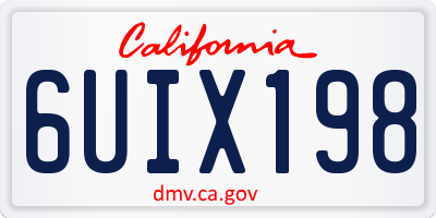CA license plate 6UIX198