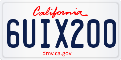 CA license plate 6UIX200