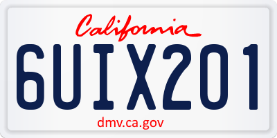 CA license plate 6UIX201