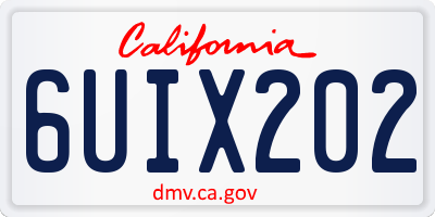 CA license plate 6UIX202