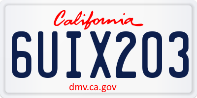 CA license plate 6UIX203