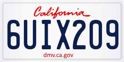 CA license plate 6UIX209