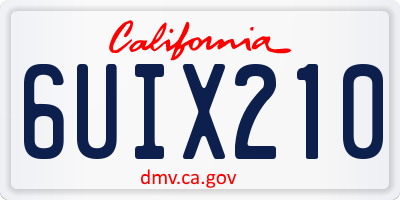 CA license plate 6UIX210