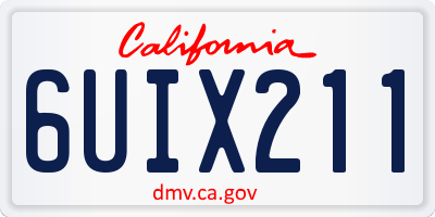 CA license plate 6UIX211