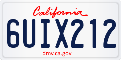 CA license plate 6UIX212