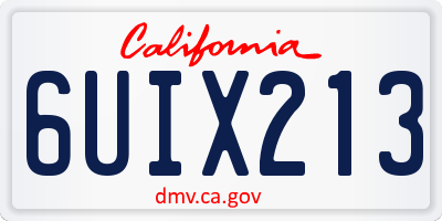 CA license plate 6UIX213