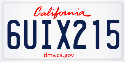 CA license plate 6UIX215