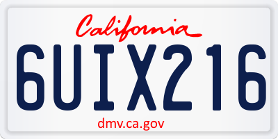 CA license plate 6UIX216