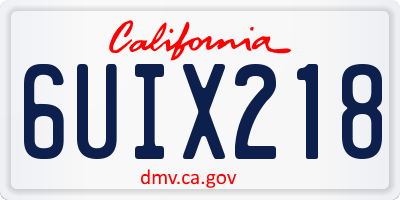 CA license plate 6UIX218