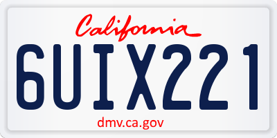 CA license plate 6UIX221