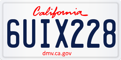 CA license plate 6UIX228