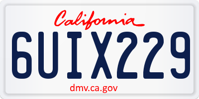 CA license plate 6UIX229