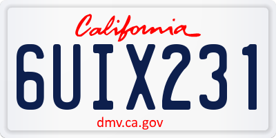 CA license plate 6UIX231