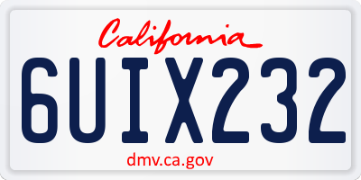 CA license plate 6UIX232