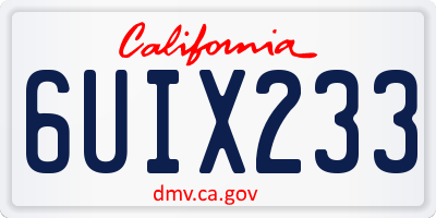 CA license plate 6UIX233