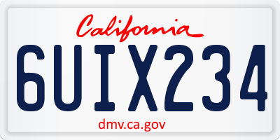 CA license plate 6UIX234