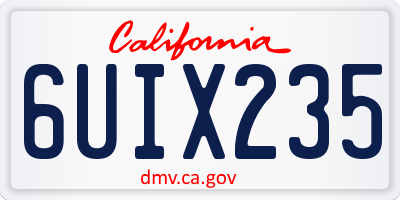 CA license plate 6UIX235