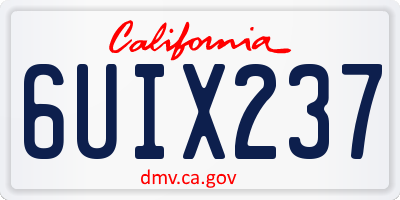 CA license plate 6UIX237