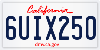 CA license plate 6UIX250