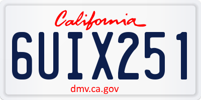 CA license plate 6UIX251