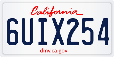 CA license plate 6UIX254