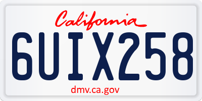CA license plate 6UIX258