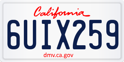 CA license plate 6UIX259