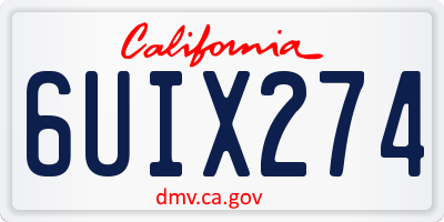 CA license plate 6UIX274