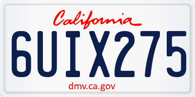 CA license plate 6UIX275