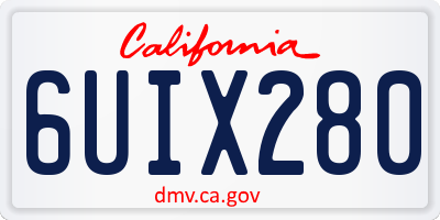 CA license plate 6UIX280
