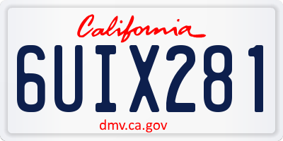 CA license plate 6UIX281