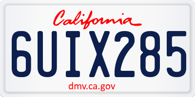 CA license plate 6UIX285